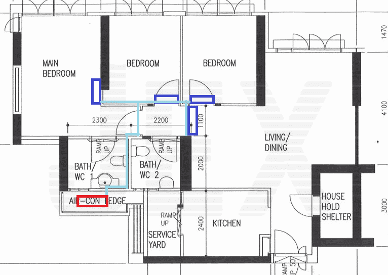 Typical HDB Aircon And Piping Layout Jex Aircon